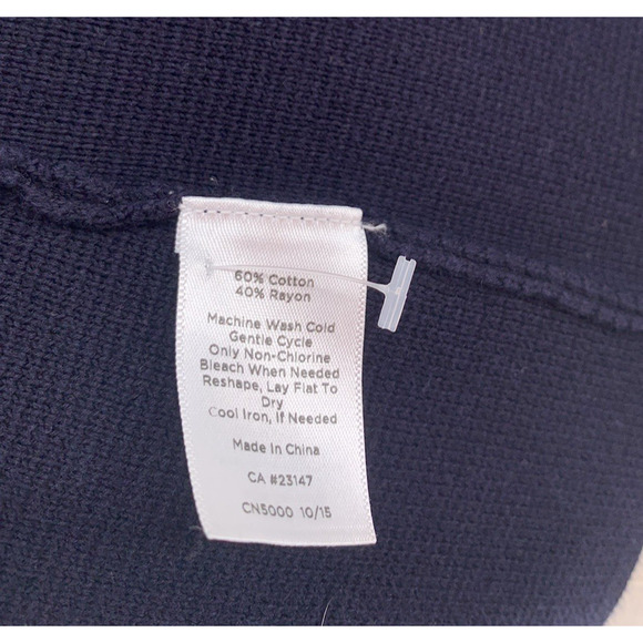 TALBOTS Knit Blazer Sweater Navy White Striped Nautical Preppy S - Picture 7 of 8